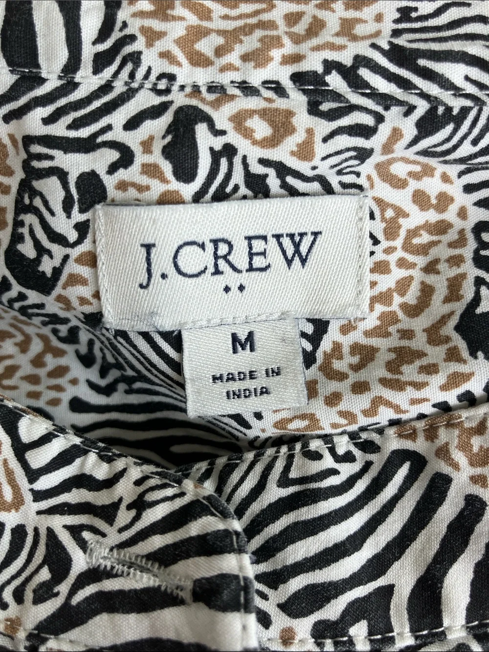 J. Crew Black and Cream Zebra Print Tiered Mini Dress